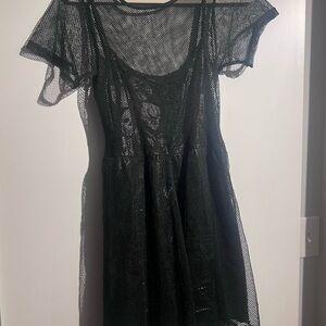 Black Mesh Mini Dress